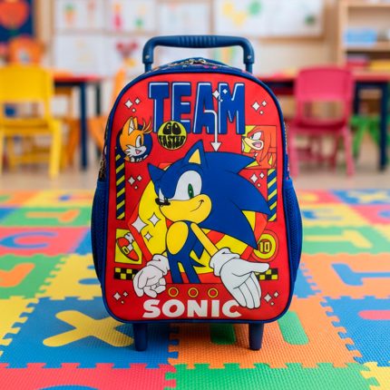 Mochila Escolar Sonic Team 30cm C/carro