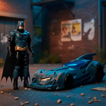 Batimóvil Descapotable Gigante + Figura Acción Batman 30cm